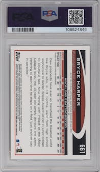 Bryce Harper from the 2012 Topps Series 2 set graded by PSA and given an overall grade of 10.