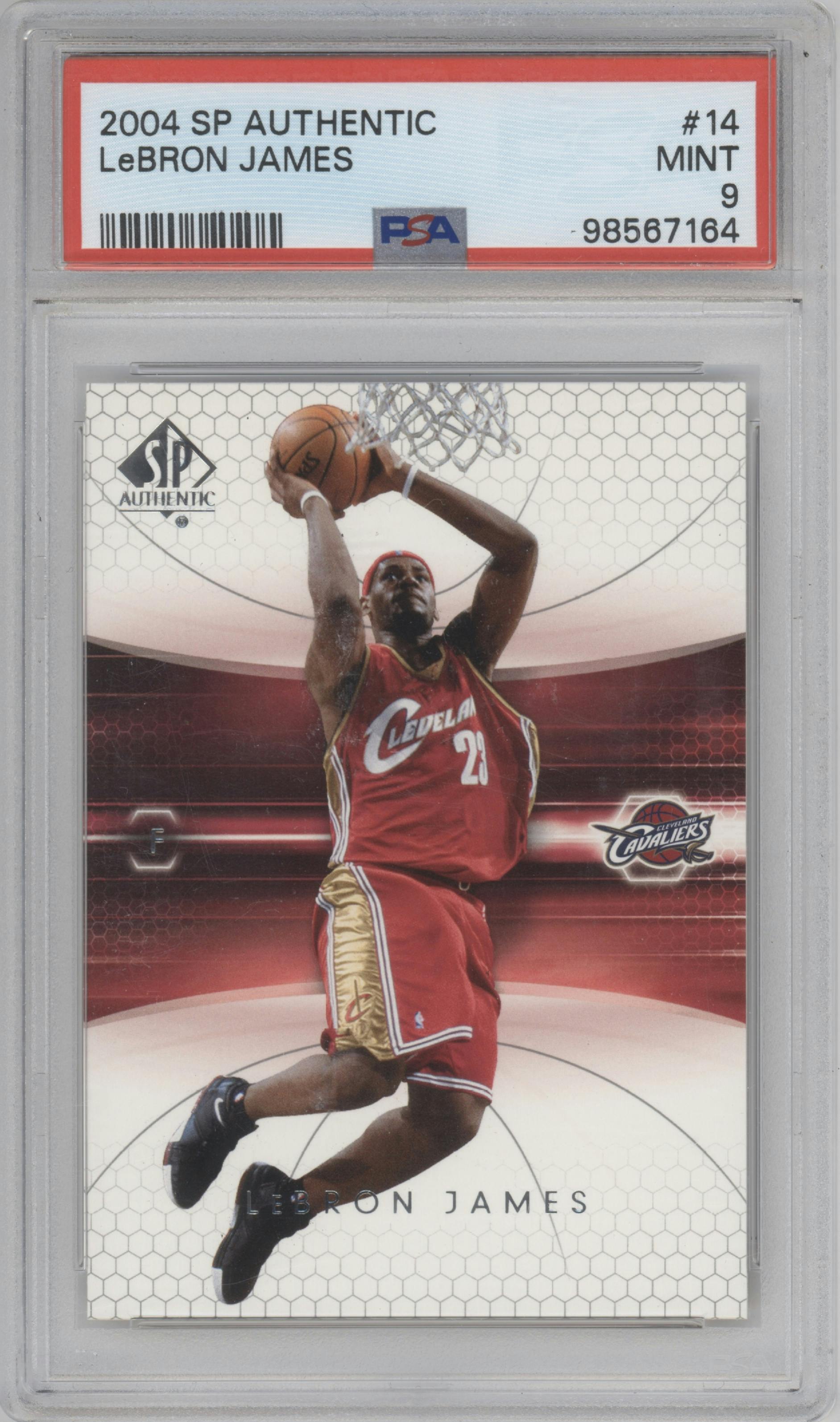 LeBron James from the 2004-05 Upper Deck SP Authentic set graded by PSA and given an overall grade of 9.
