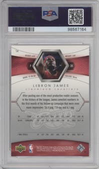 LeBron James from the 2004-05 Upper Deck SP Authentic set graded by PSA and given an overall grade of 9.
