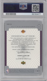 Kobe Bryant from the 2001-02 Upper Deck Ultimate Collection set graded by PSA and given an overall grade of 8.