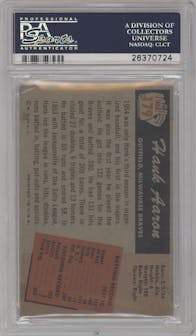 Hank Aaron from the 1955 Bowman set graded by PSA and given an overall grade of 5.