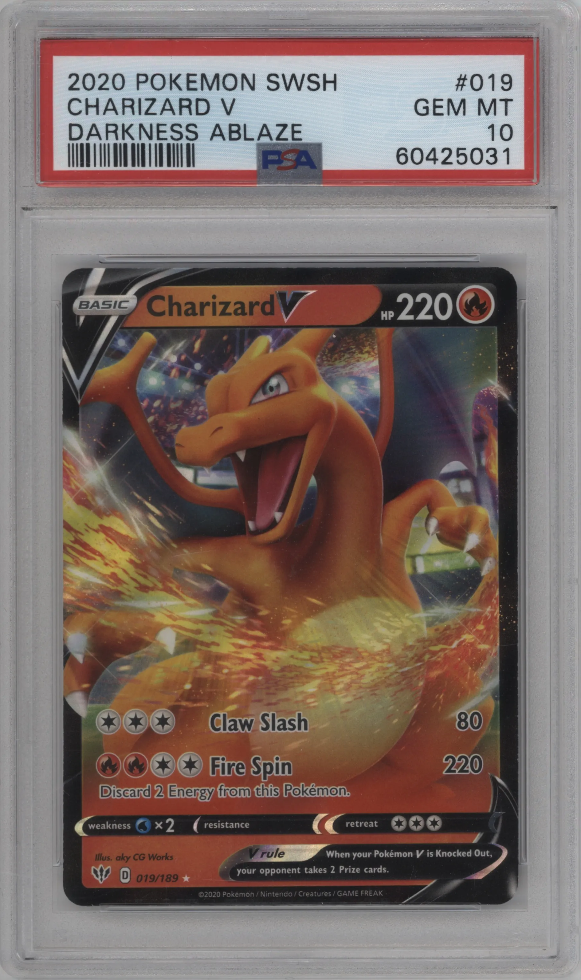 2020 Pokemon SWSH Darkness Ablaze Charizard V PSA 10