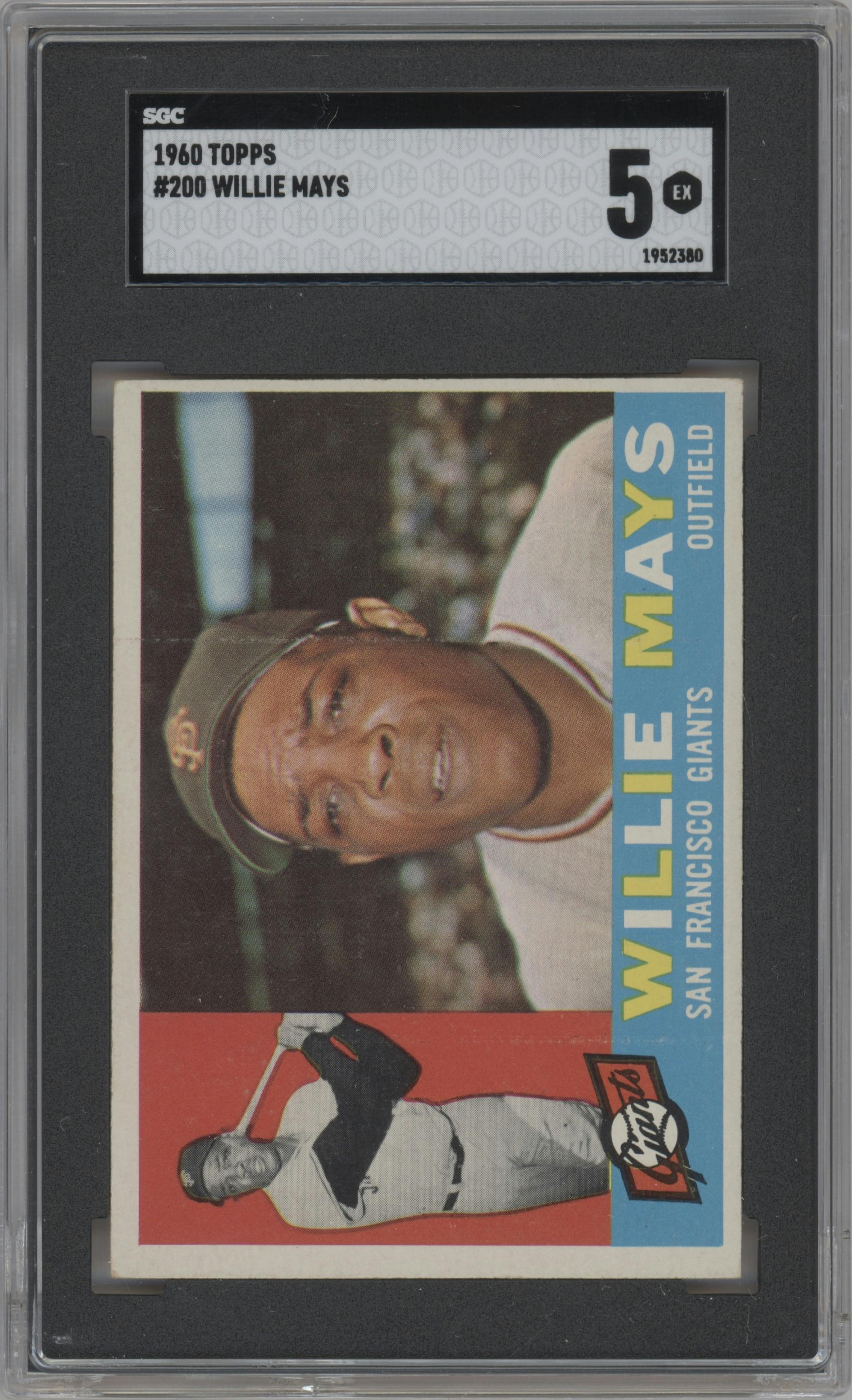 Willie Mays from the 1960 Topps set graded by SGC and given an overall grade of 5.