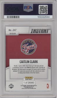 Caitlin Clark from the 2024-25 Panini Instant WNBA set graded by PSA and given an overall grade of 10.