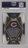 Justin Fields from the 2021 Panini Select set featuring a Blue Prizm parallel graded by PSA and given an overall grade of 10.