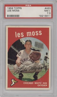 Les Moss from the 1959 Topps set graded by PSA and given an overall grade of 7.5.