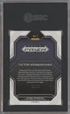 Victor Wembanyama from the 2023-24 Panini Prizm Draft Picks set featuring a Gold Prizm parallel graded by SGC and given an overall grade of 9.5.