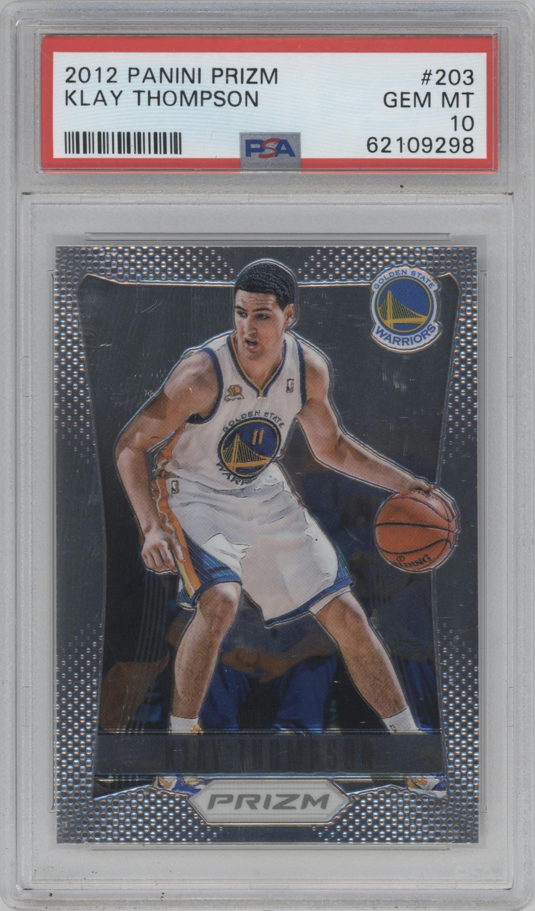 Klay Thompson from the 2012-13 Panini Prizm set graded by PSA and given an overall grade of 10.