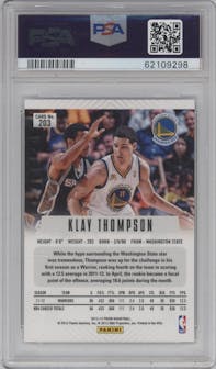 Klay Thompson from the 2012-13 Panini Prizm set graded by PSA and given an overall grade of 10.