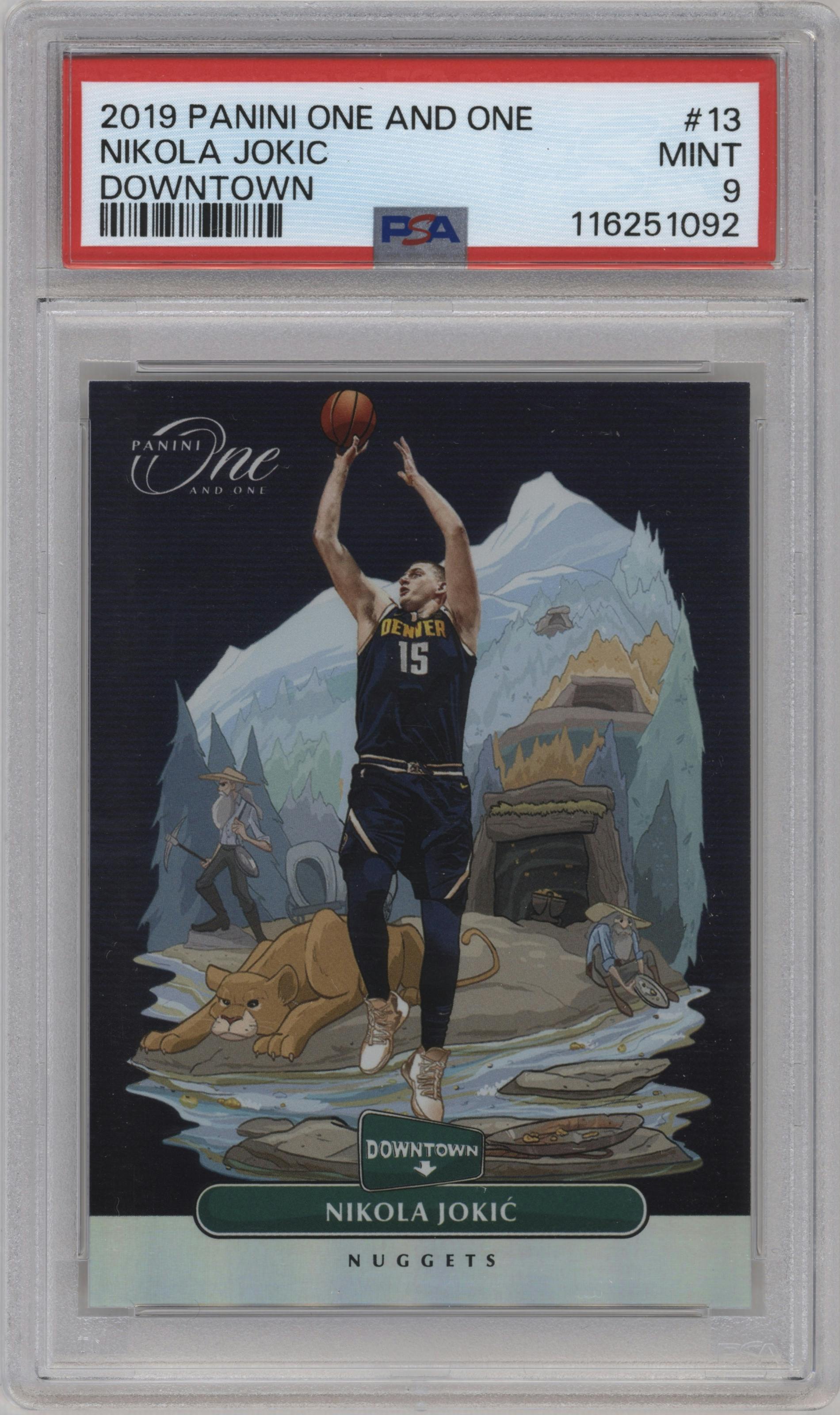 Nikola Jokic from the 2019-20 Panini One and One set graded by PSA and given an overall grade of 9.