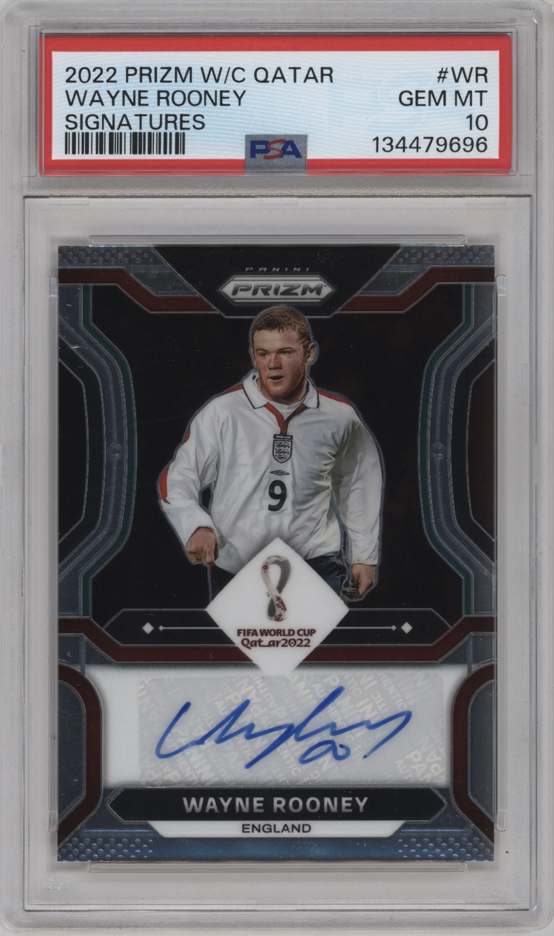2022 Panini Prizm FIFA WC Qatar Sig. Wayne Rooney #S-WR PSA 10