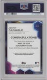 Jonny Farmelo from the 2023 Bowman's Best set featuring a Blue Refractor parallel graded by PSA and given an overall grade of 10.