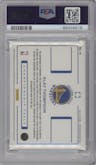Klay Thompson from the 2021-22 Panini PhotoGenic set featuring a Gold parallel graded by PSA and given an overall grade of 9.