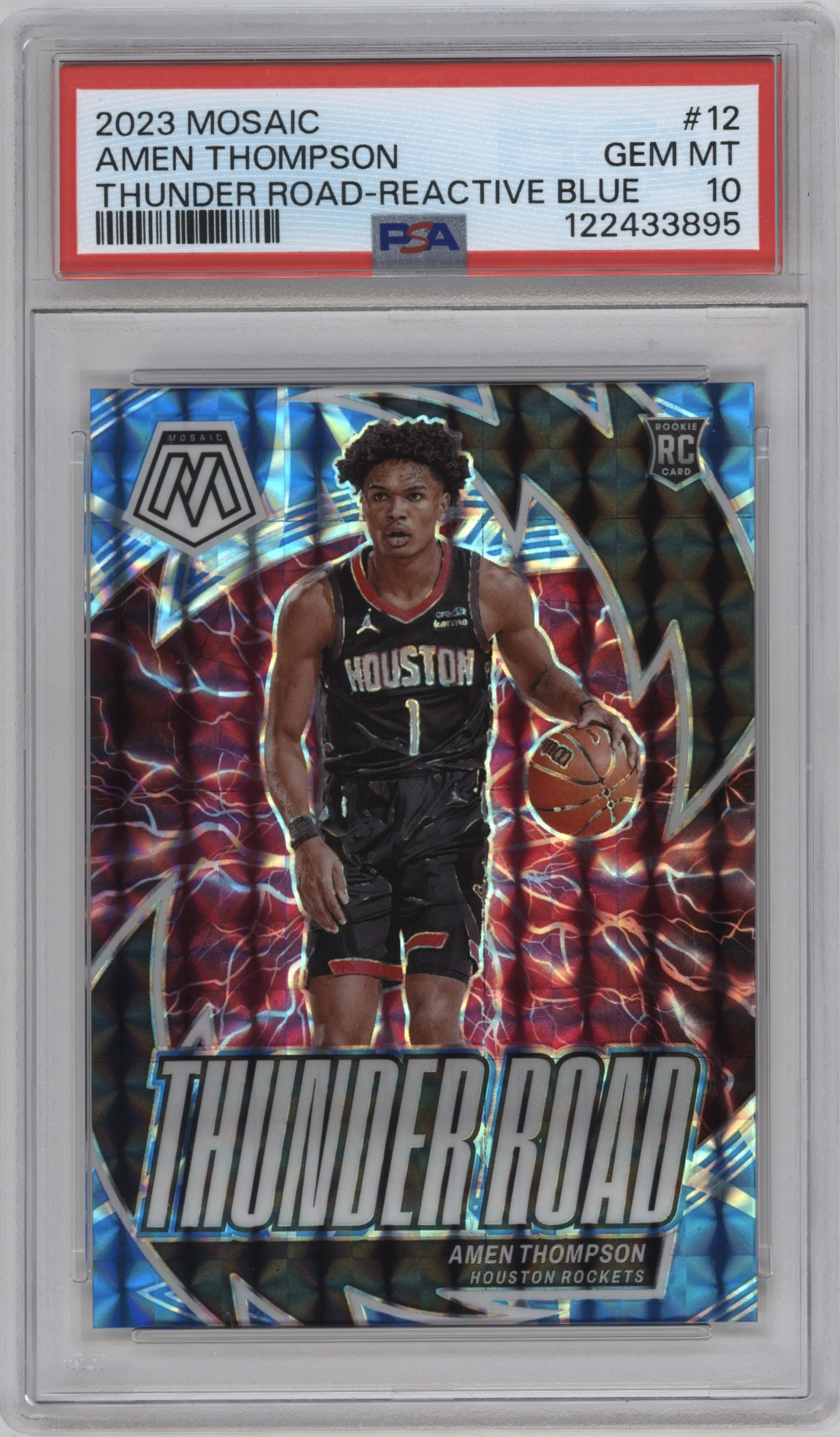 2023 Panini Mosaic Thunder Road Amen Thompson Reactive Blue #12 PSA 10