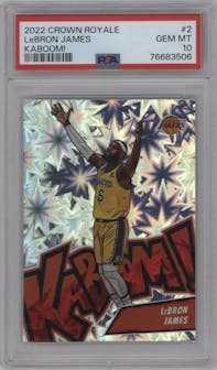 Lebron James from the 2022-23 Panini Crown Royale set graded by PSA and given an overall grade of 10.