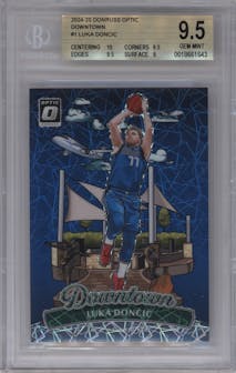 Luka Doncic from the 2024-25 Donruss Optic set graded by Beckett and given an overall grade of 9.5.