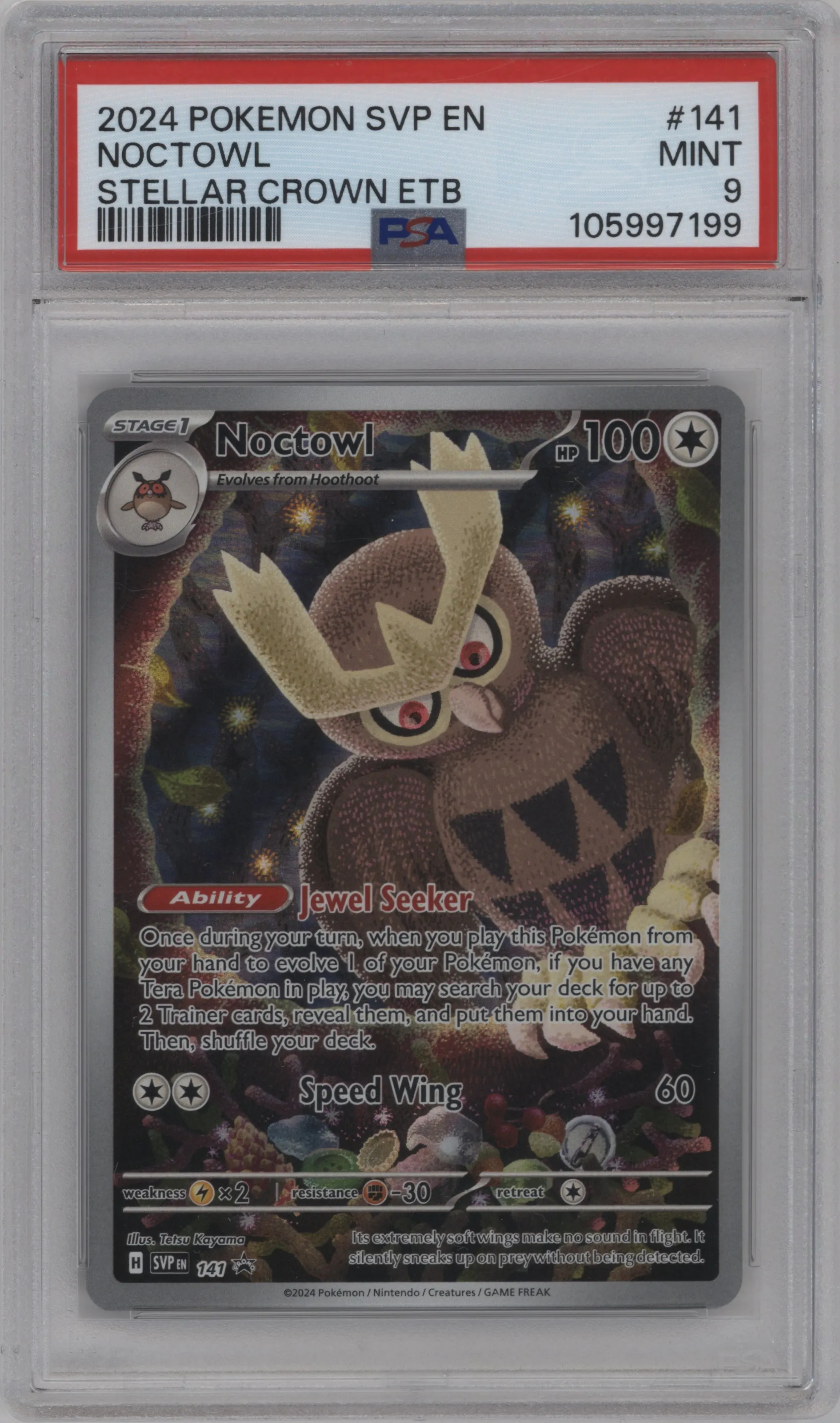 2024 Pokemon SV Noctowl Stellar Crown Elite Trainer Box #141 PSA 9