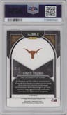 Vince Young from the 2023 Panini Prizm Draft Picks set featuring a Black Gold parallel graded by PSA and given an overall grade of 9.