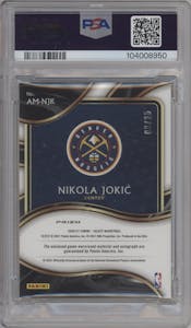 Nikola Jokic from the 2020-21 Panini Select  set featuring a Tie-Dye parallel graded by PSA and given an overall grade of 10.