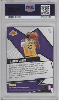 Lebron James from the 2023-24 Panini Revolution set graded by PSA and given an overall grade of 10.