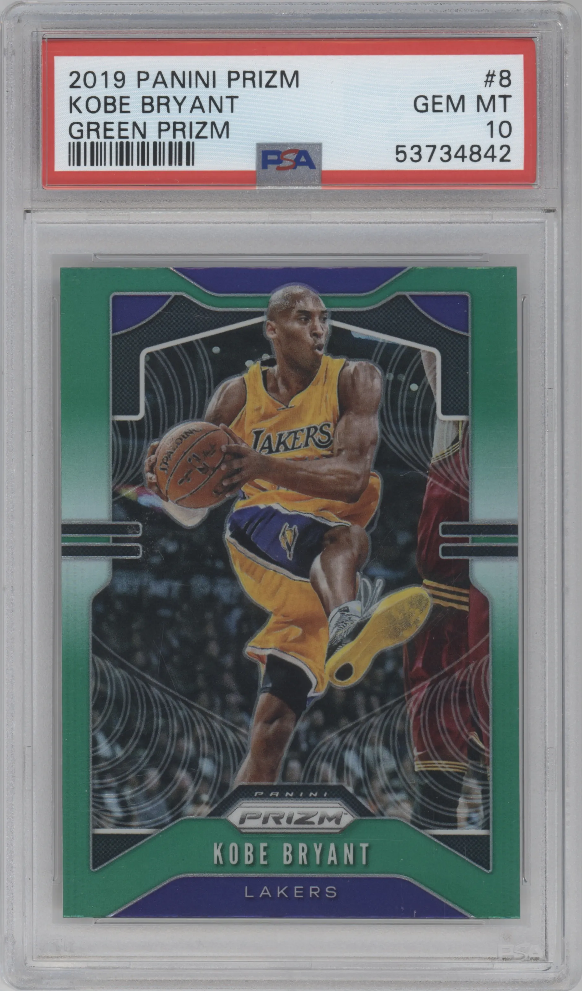 2019 Panini Prizm Kobe Bryant Green Prizm #8 PSA 10