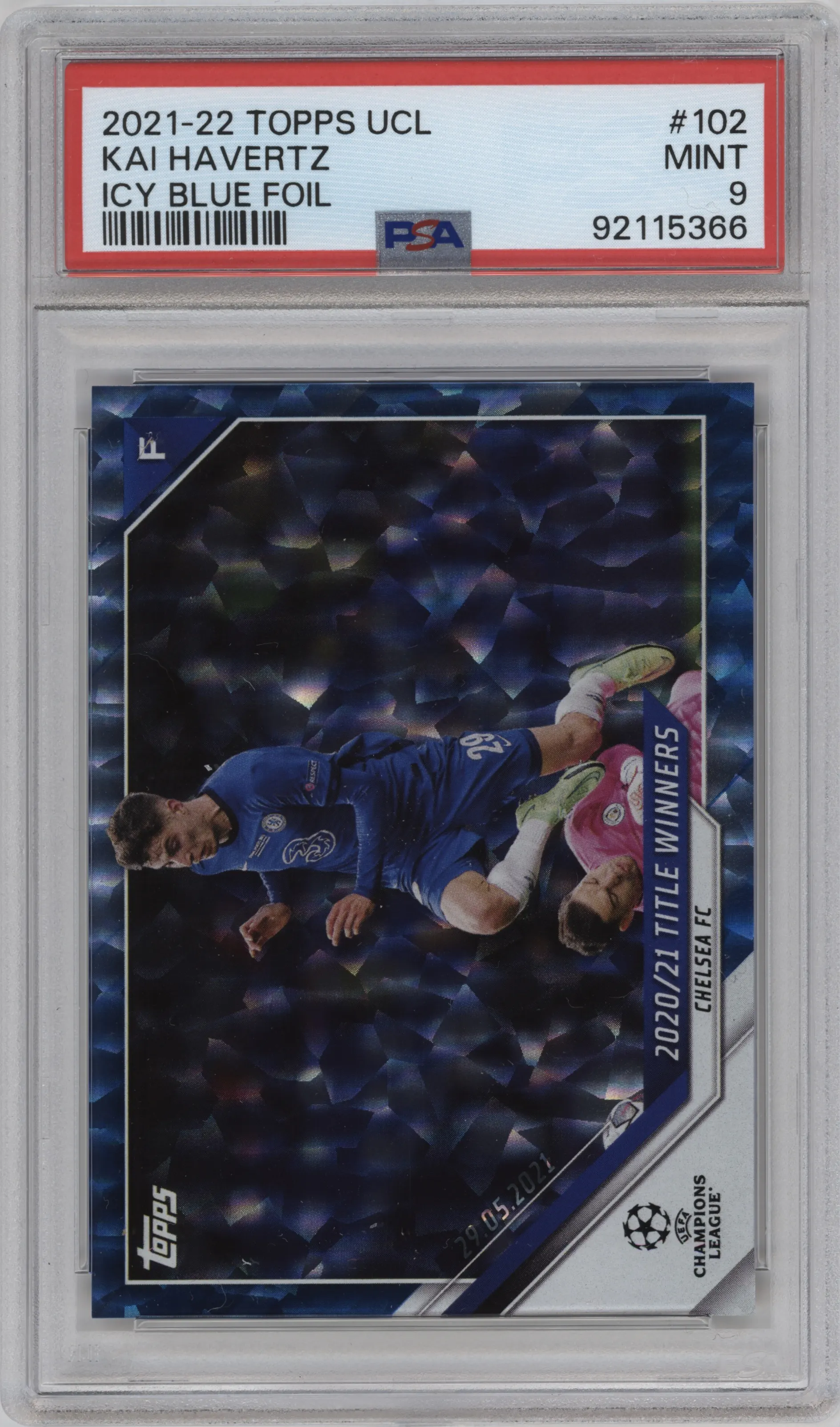 2021 Topps UEFA CL Kai Havertz Icy Blue Foil PSA 9