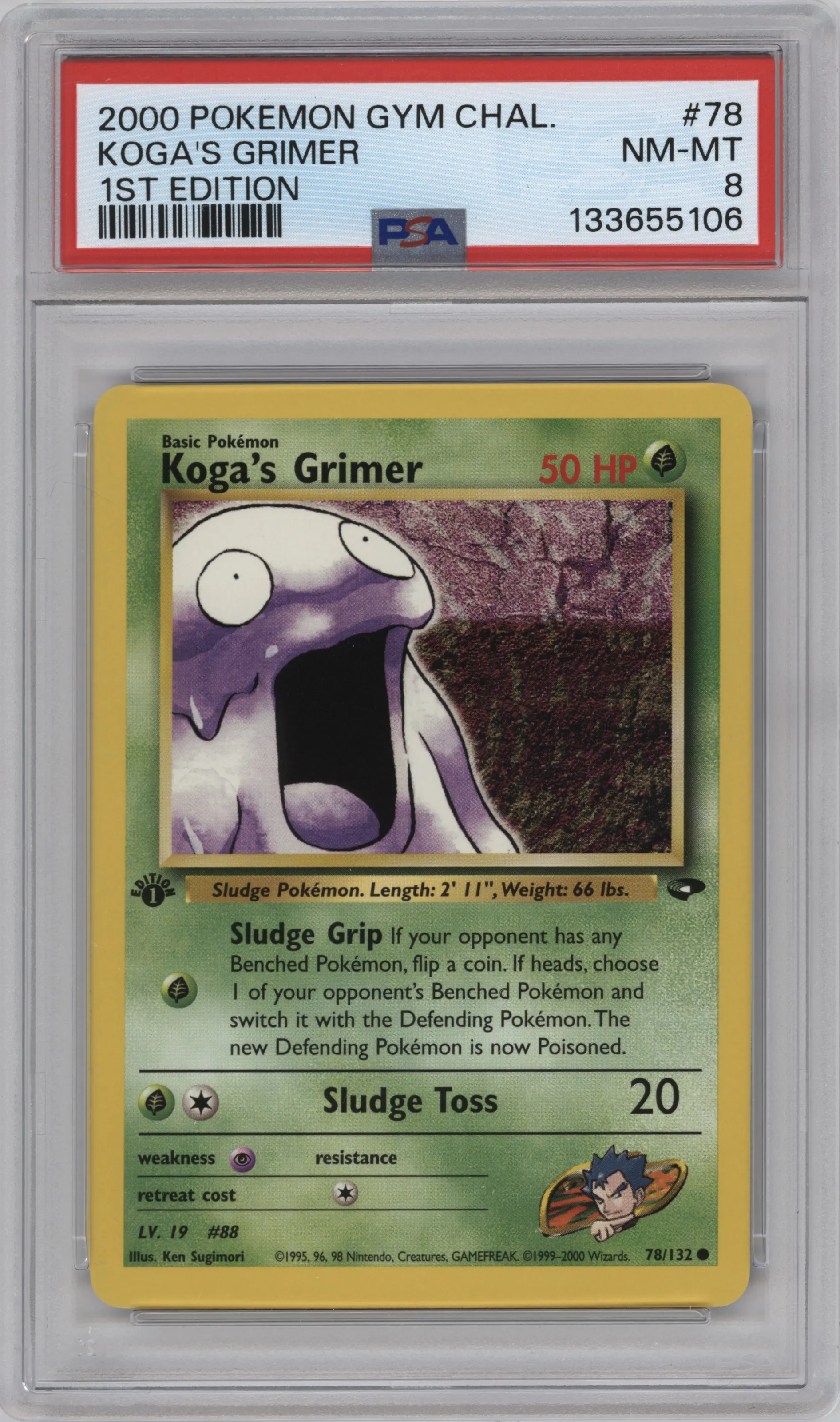 2000 Pokemon GH Gym Challenge Koga's Grimer #78 PSA 8