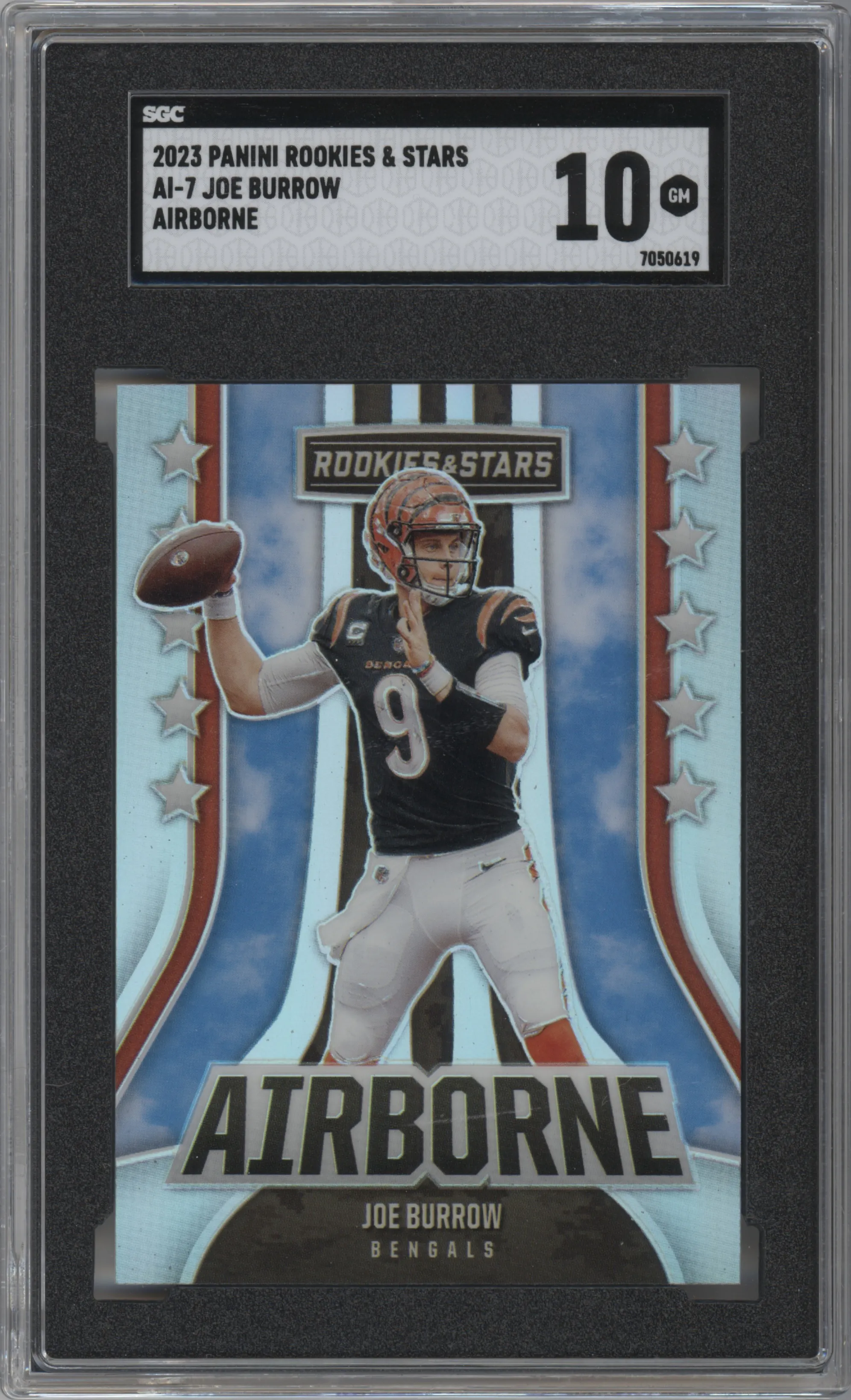 2023 Panini Rookies & Stars Airborne Joe Burrow Silver SGC 10