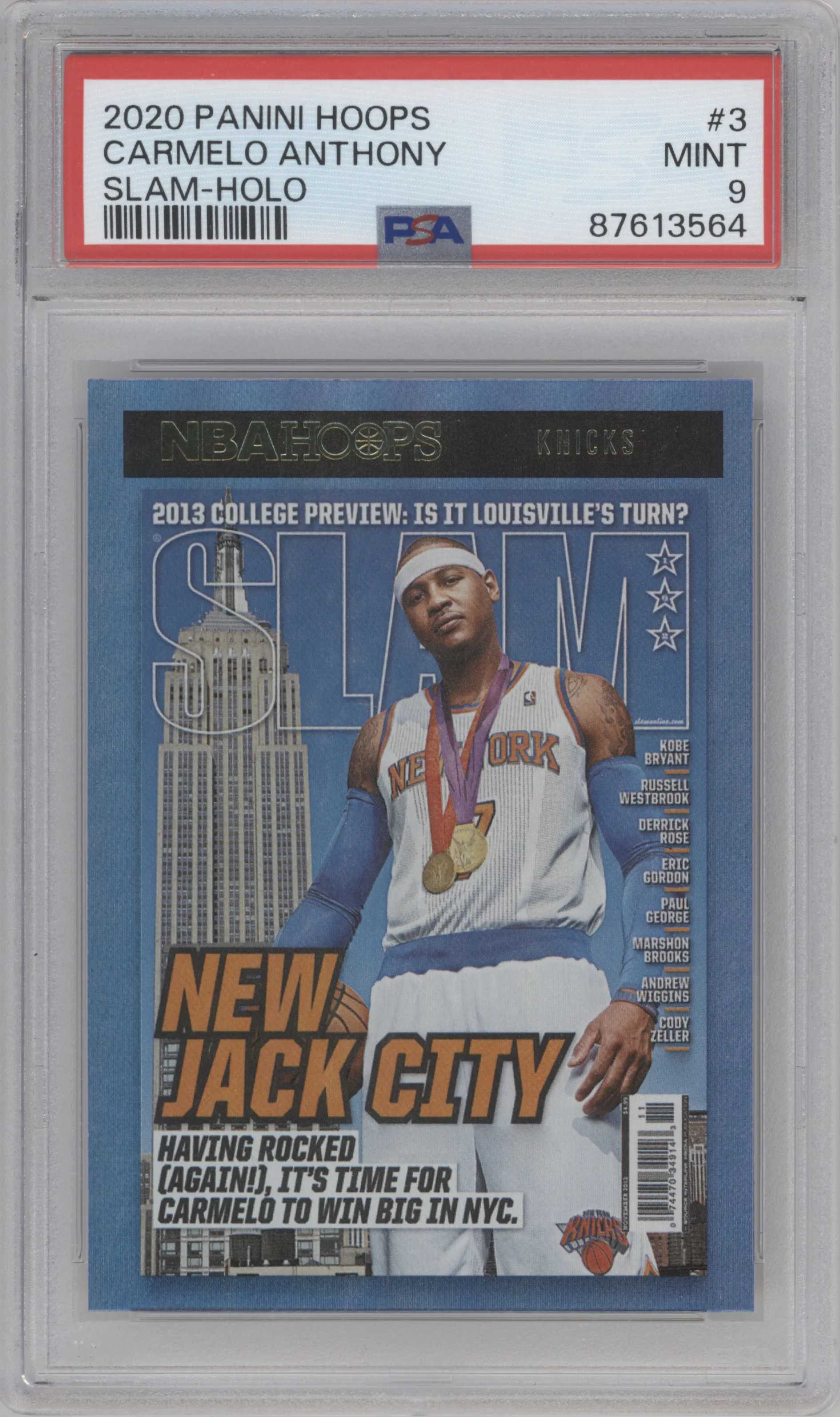 2020 Panini NBA Hoops SLAM Carmelo Anthony Holo #3 PSA 9