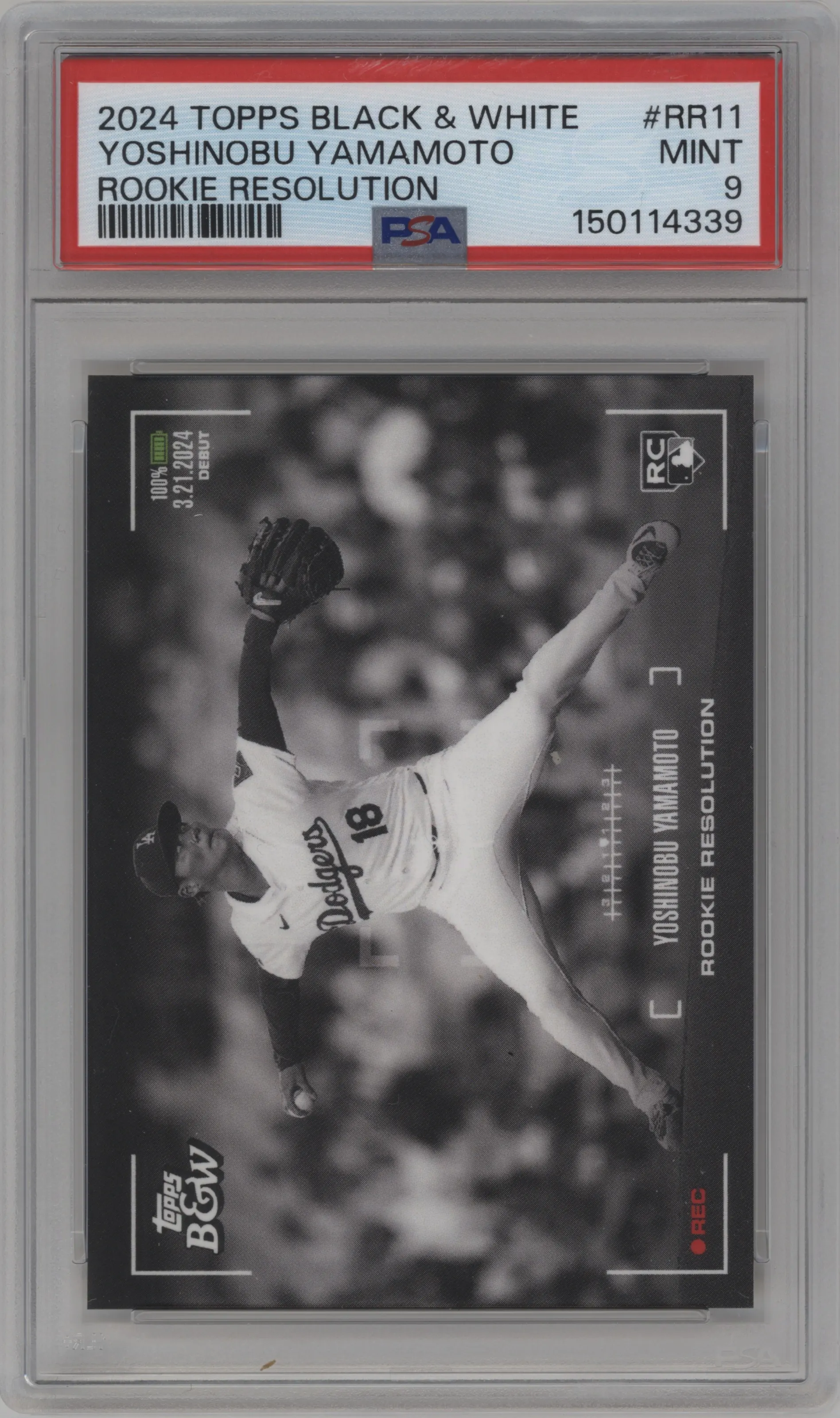 2024 Topps Black & White Rke.Resolution Yoshinobu Yamamoto #RR11 PSA 9