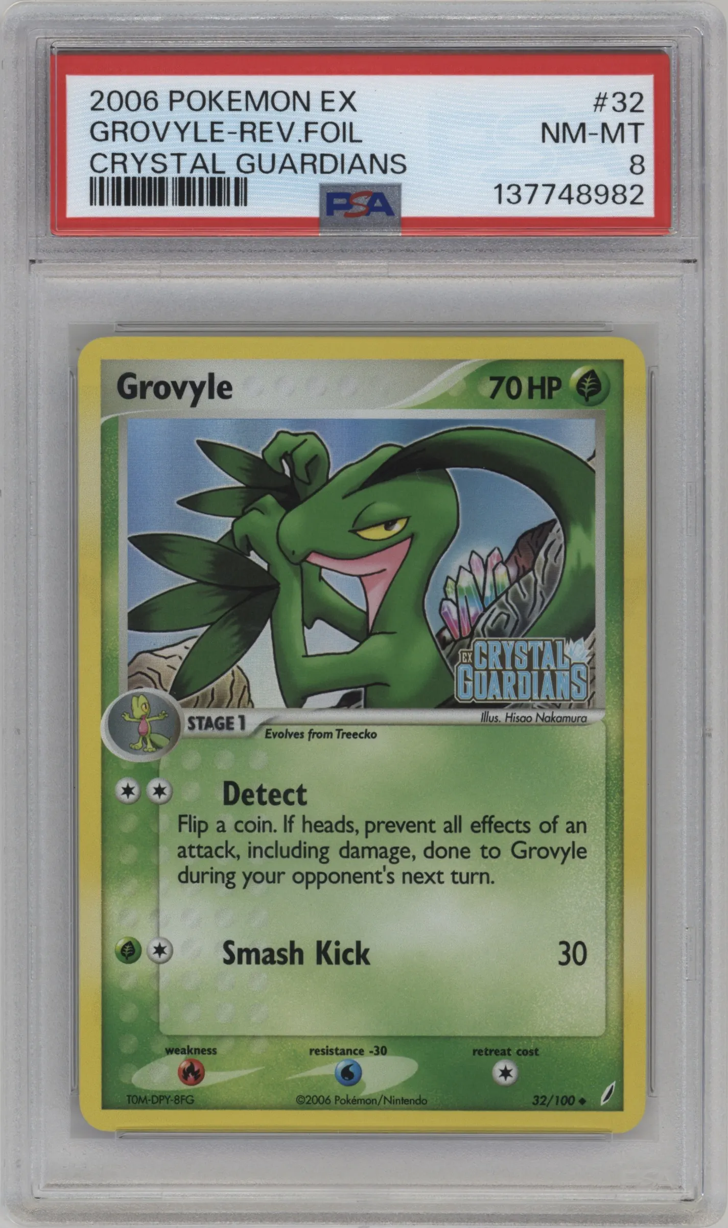2006 Pokemon EX Crystal Guardians Grovyle #32 PSA 8