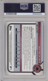 Elly De La Cruz from the 2022 Bowman set graded by PSA and given an overall grade of 10.