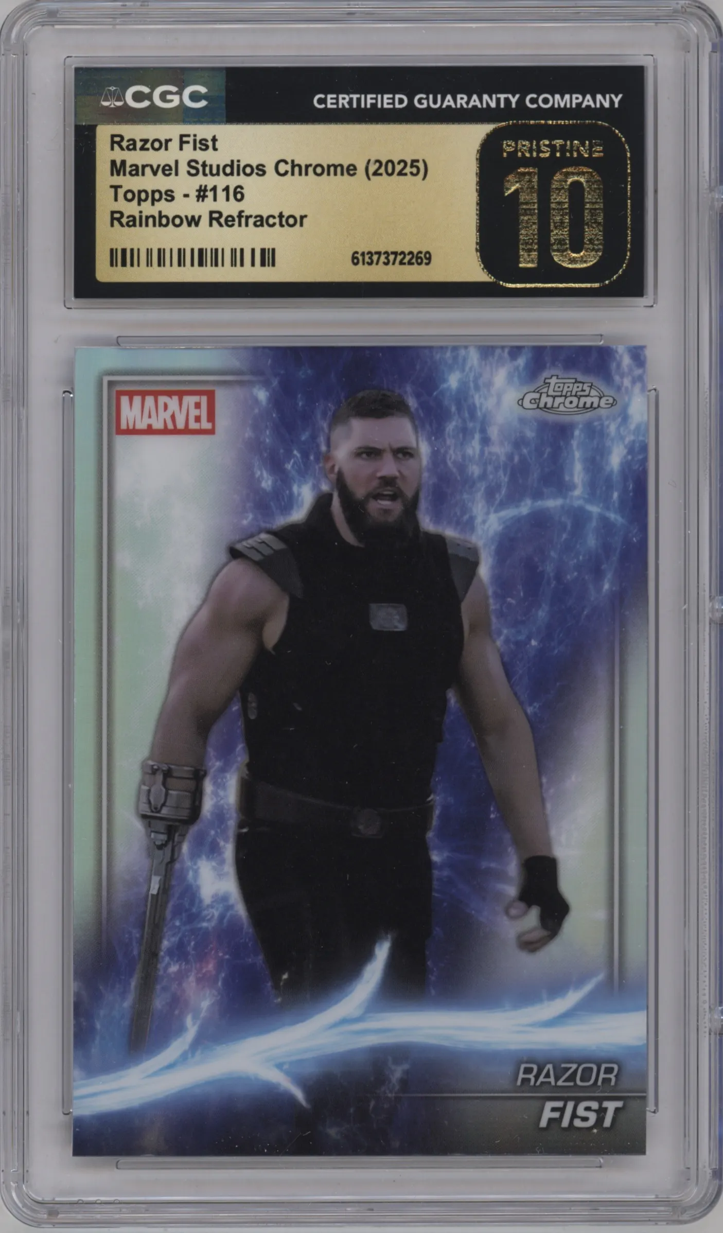 2025 Topps Chrome Marvel Studios Razor Fist Rainbow Refractor CGC 10