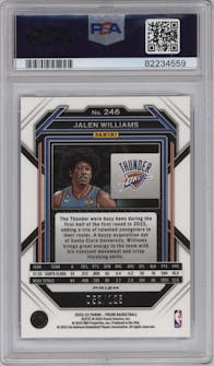 Jalen Williams from the 2022-23 Panini Prizm  set featuring a Blue Ice parallel graded by PSA and given an overall grade of 9.