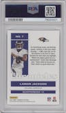 Lamar Jackson from the 2021 Panini Chronicles set graded by PSA and given an overall grade of 10.