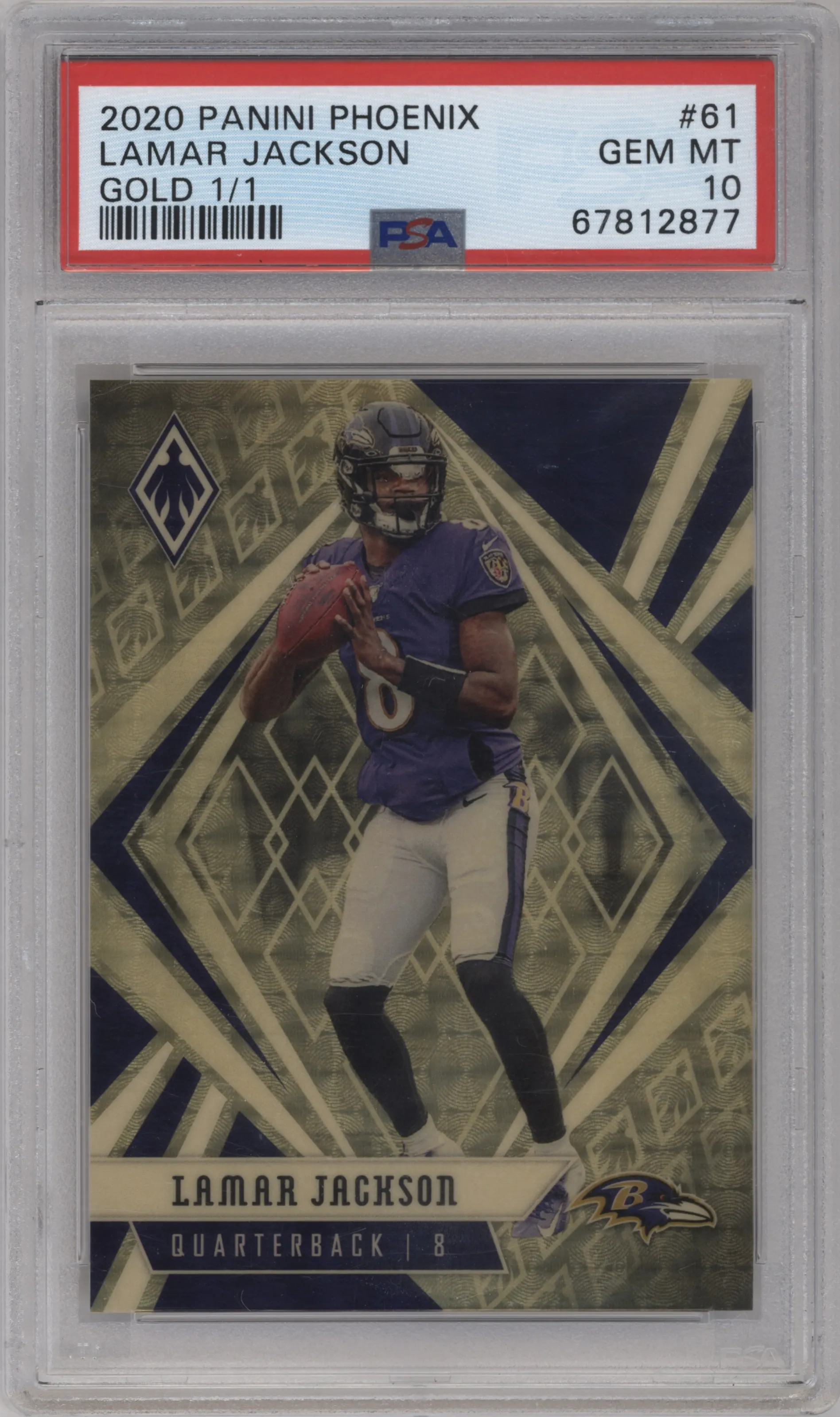 2020 Panini Phoenix Lamar Jackson Gold #61 PSA 10