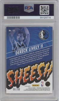 Dereck Lively II from the 2023-24 Panini Hoops Premium Stock set featuring a  Premium Red Prizm  parallel graded by PSA and given an overall grade of 10.