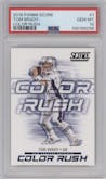 Tom Brady from the 2018 Panini Score set graded by PSA and given an overall grade of 10.