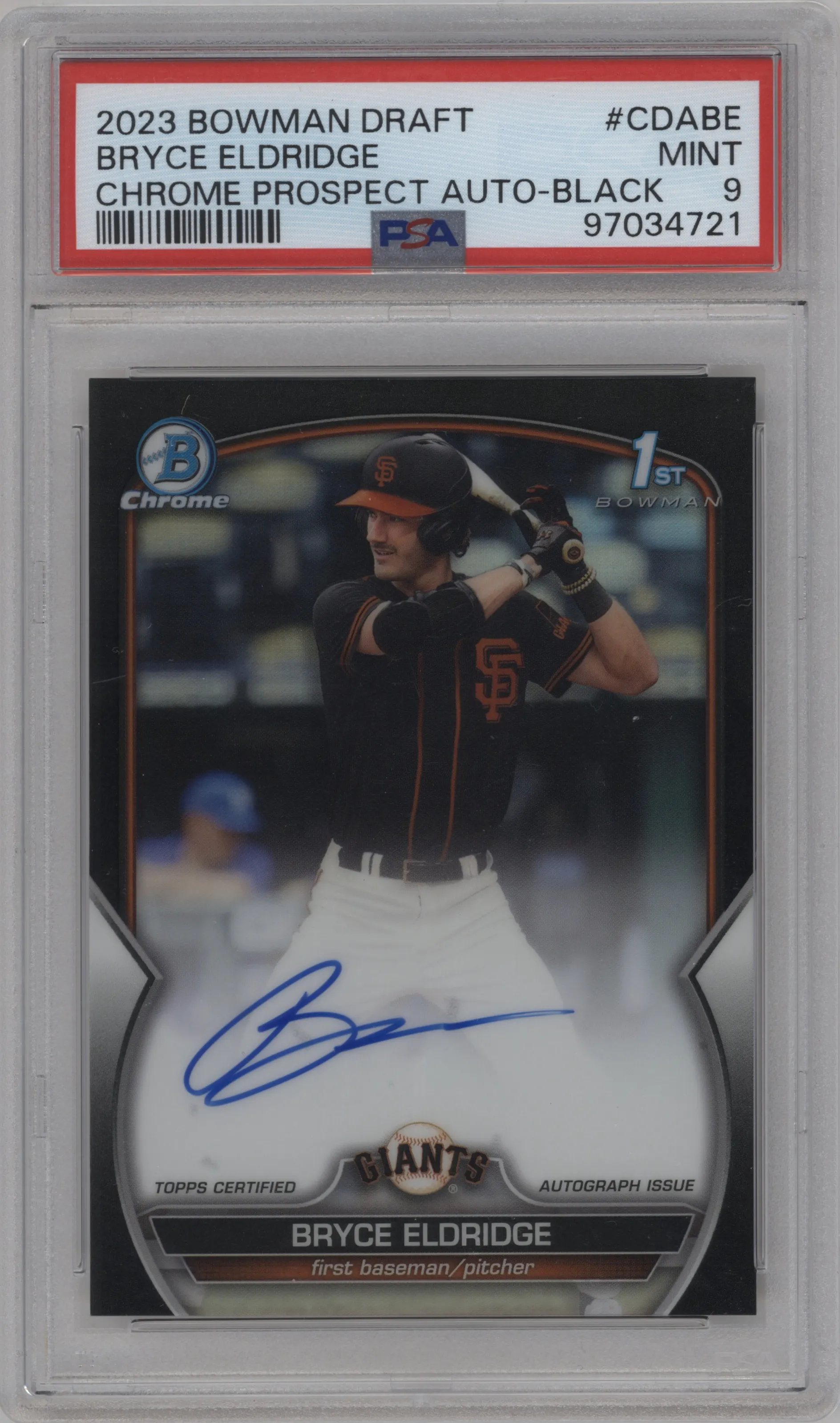 2023 Bowman Draft Chr.Pros.Auto Bryce Eldridge Black Refractor #CDA-BE PSA 9