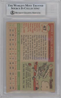 Hank Aaron from the 1955 Topps set graded by Beckett and given an overall grade of 5.