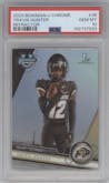Travis Hunter  from the 2023 Bowman Chrome University set featuring a Refractor parallel graded by PSA and given an overall grade of 10.