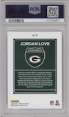 Jordan Love from the 2024 Donruss set graded by PSA and given an overall grade of 9.