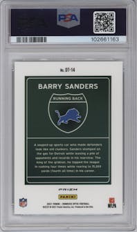 Barry Sanders  from the 2021 Panini Donruss Optic set graded by PSA and given an overall grade of 9.