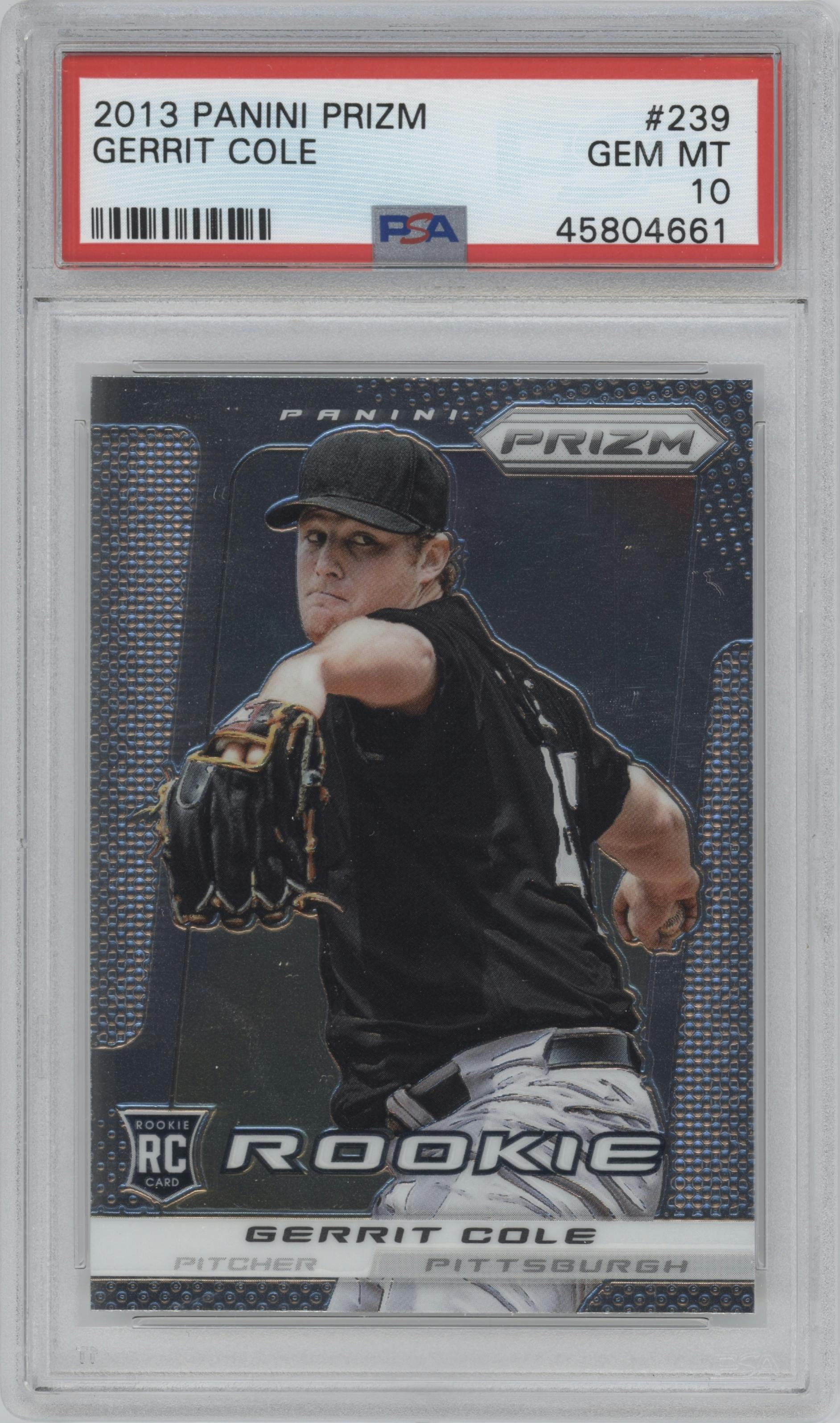 Gerrit Cole from the 2013 Panini Prizm set graded by PSA and given an overall grade of 10.