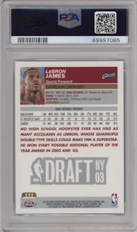 LeBron James from the 2003-04 Topps Chrome set graded by PSA and given an overall grade of 9.