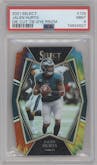 Jalen Hurts from the 2021 Panini Select set featuring a Die-Cut Tie-Dye parallel graded by PSA and given an overall grade of 9.