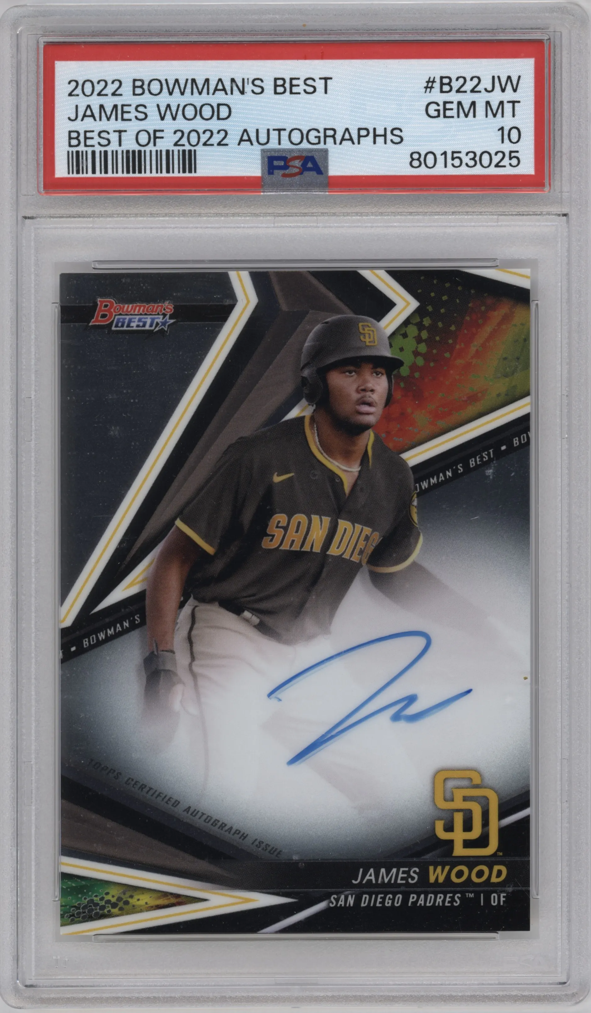 2022 Bowman’s Best Best of 2022 Auto James Wood #B22-JW PSA 10