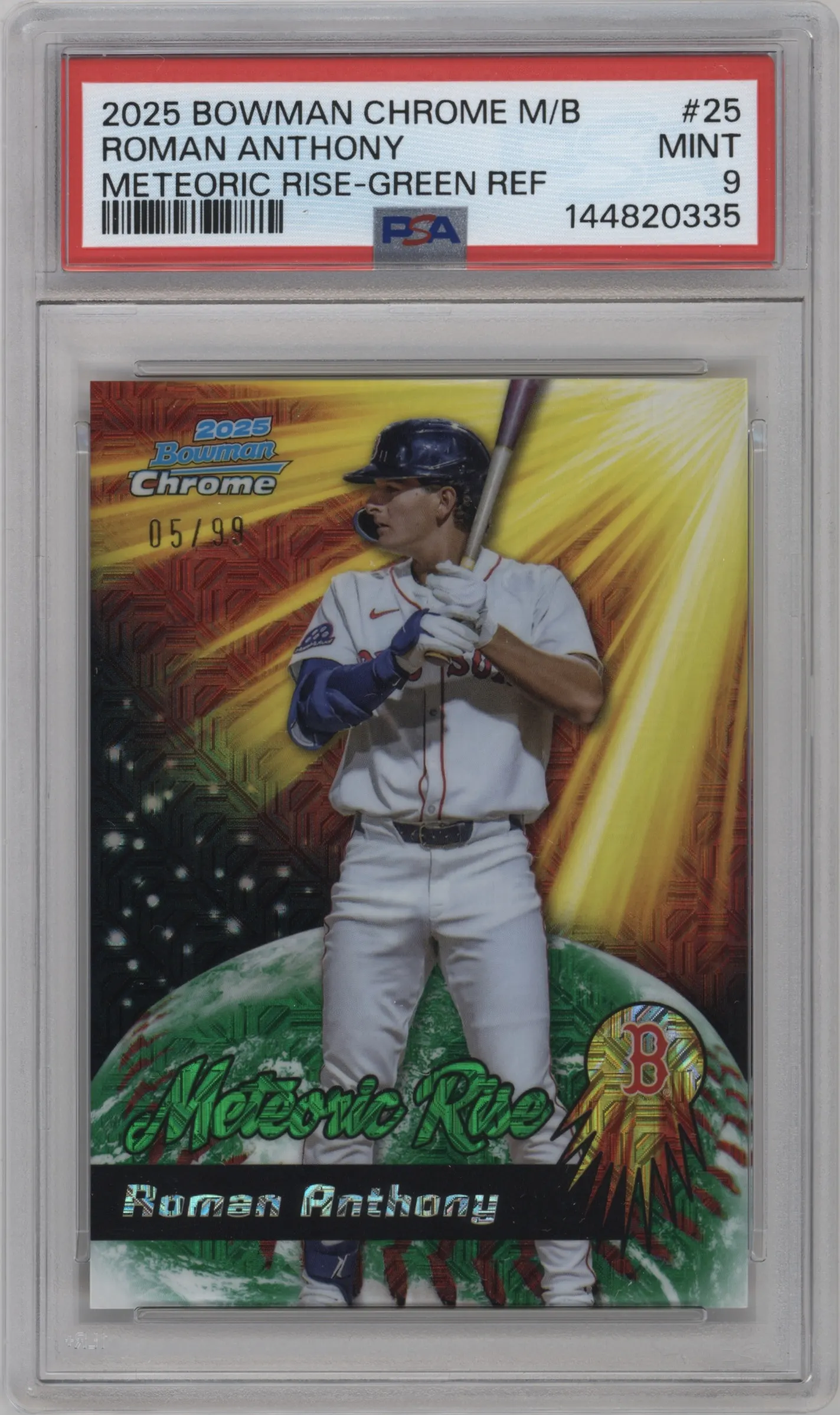 2025 Bowman Chrome Mega Box Meteoric Rise Roman Anthony Green Refractor #MR-25 PSA 9