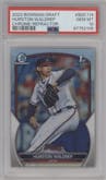 Hurston Waldrep from the 2023 Bowman Draft set featuring a Refractor parallel graded by PSA and given an overall grade of 10.