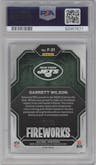 Garrett Wilson from the 2022 Panini Prizm set featuring a Blue Ice parallel graded by PSA and given an overall grade of 10.